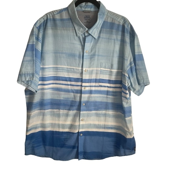 Izod Saltwater XXL Blue Relaxed Classics Button-Down Short Sleeve Shirt striped - Picture 1 of 8
